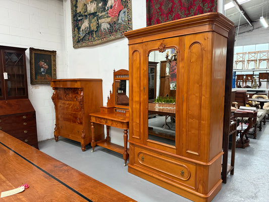 Antique Victorian Huon Pine Bedroom Suite Includes Dressing Table, Wardrobe & Chest of Drawers