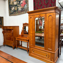 Antique Victorian Huon Pine Bedroom Suite Includes Dressing Table, Wardrobe & Chest of Drawers