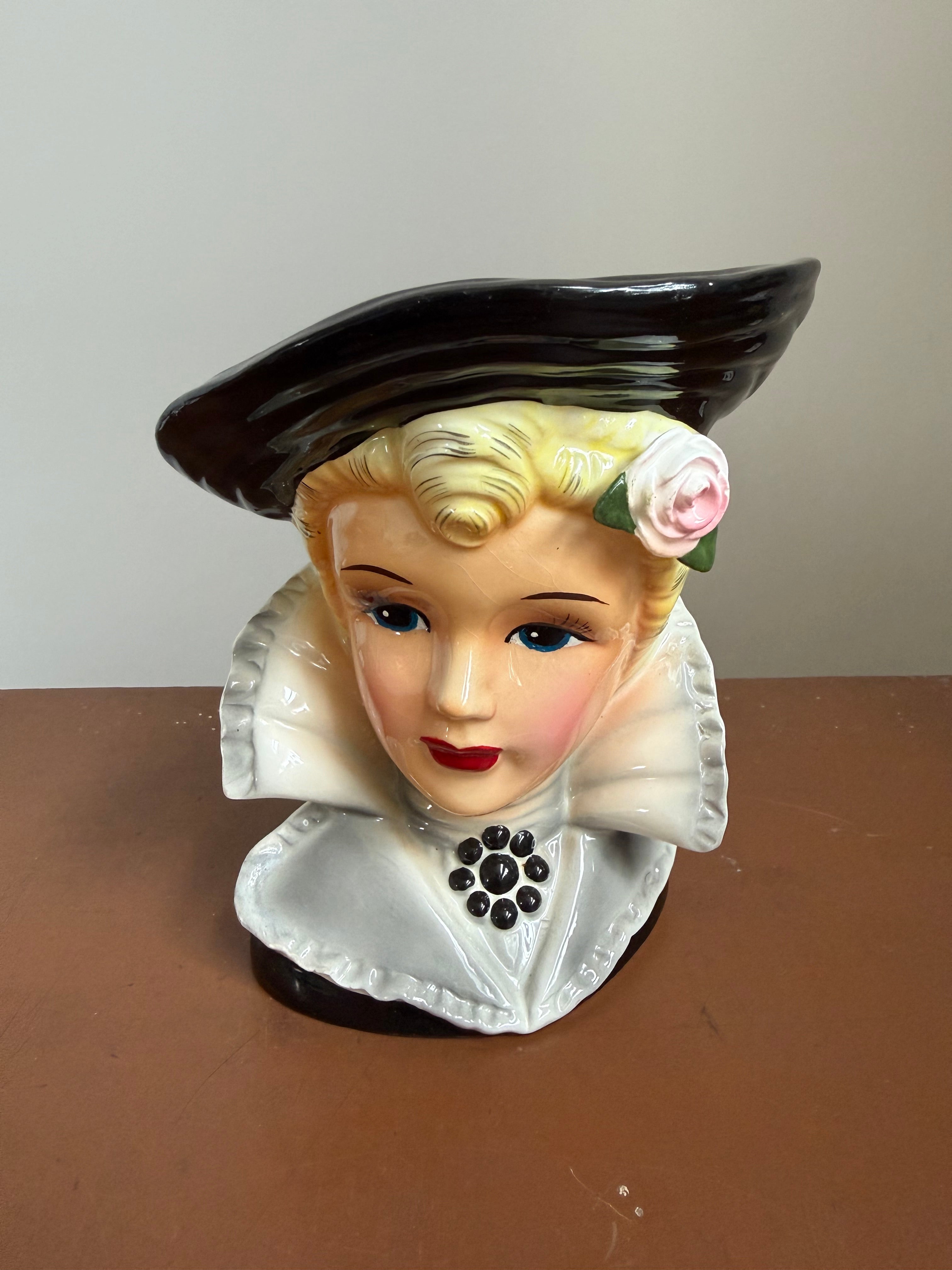 Vintage Stafford Japan Lady Head Vase Planter No. 4613