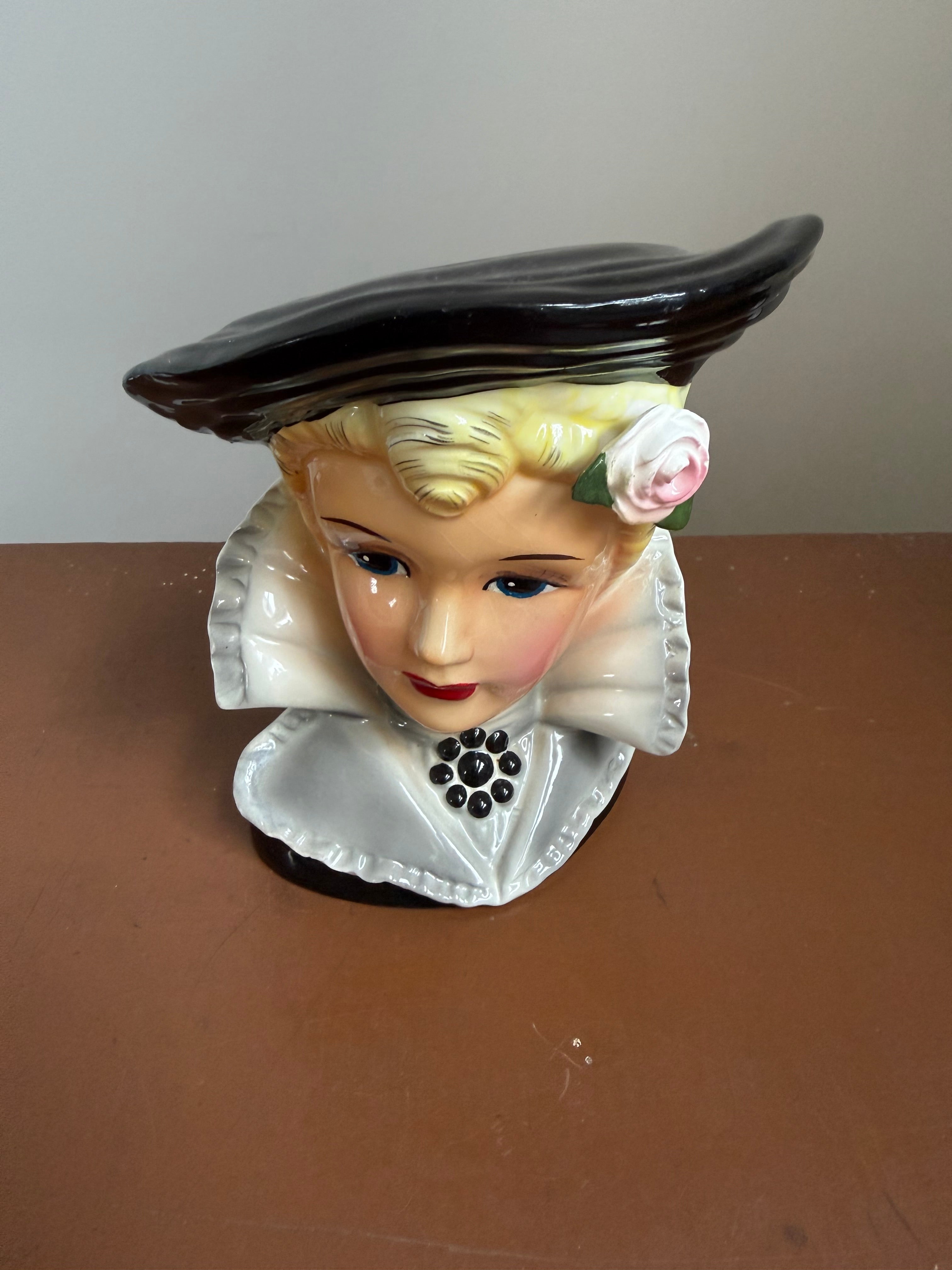 Vintage Stafford Japan Lady Head Vase Planter No. 4613
