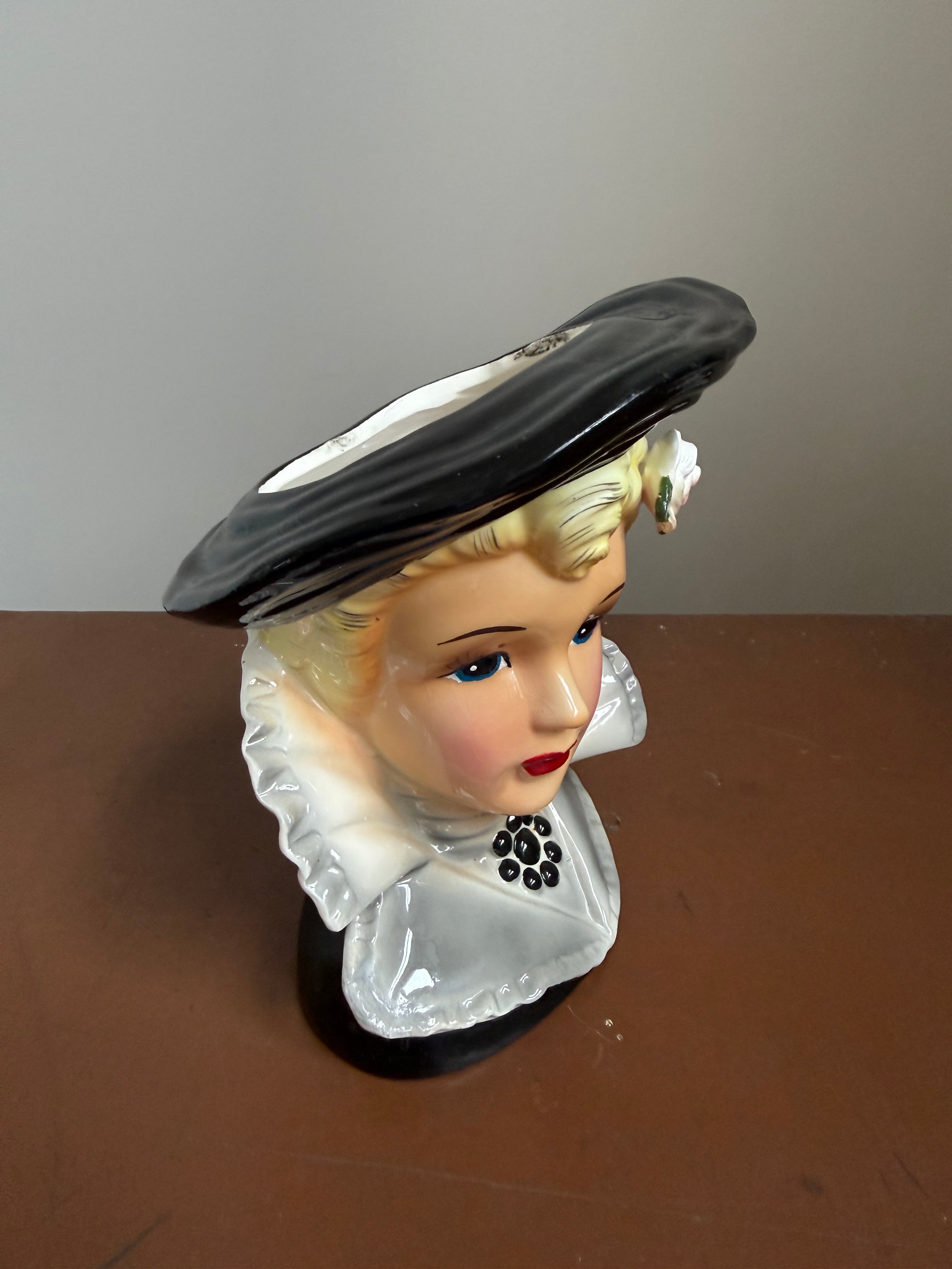 Vintage Stafford Japan Lady Head Vase Planter No. 4613