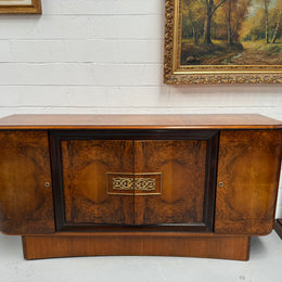 Stylish French Art Deco Burr Walnut Sideboard