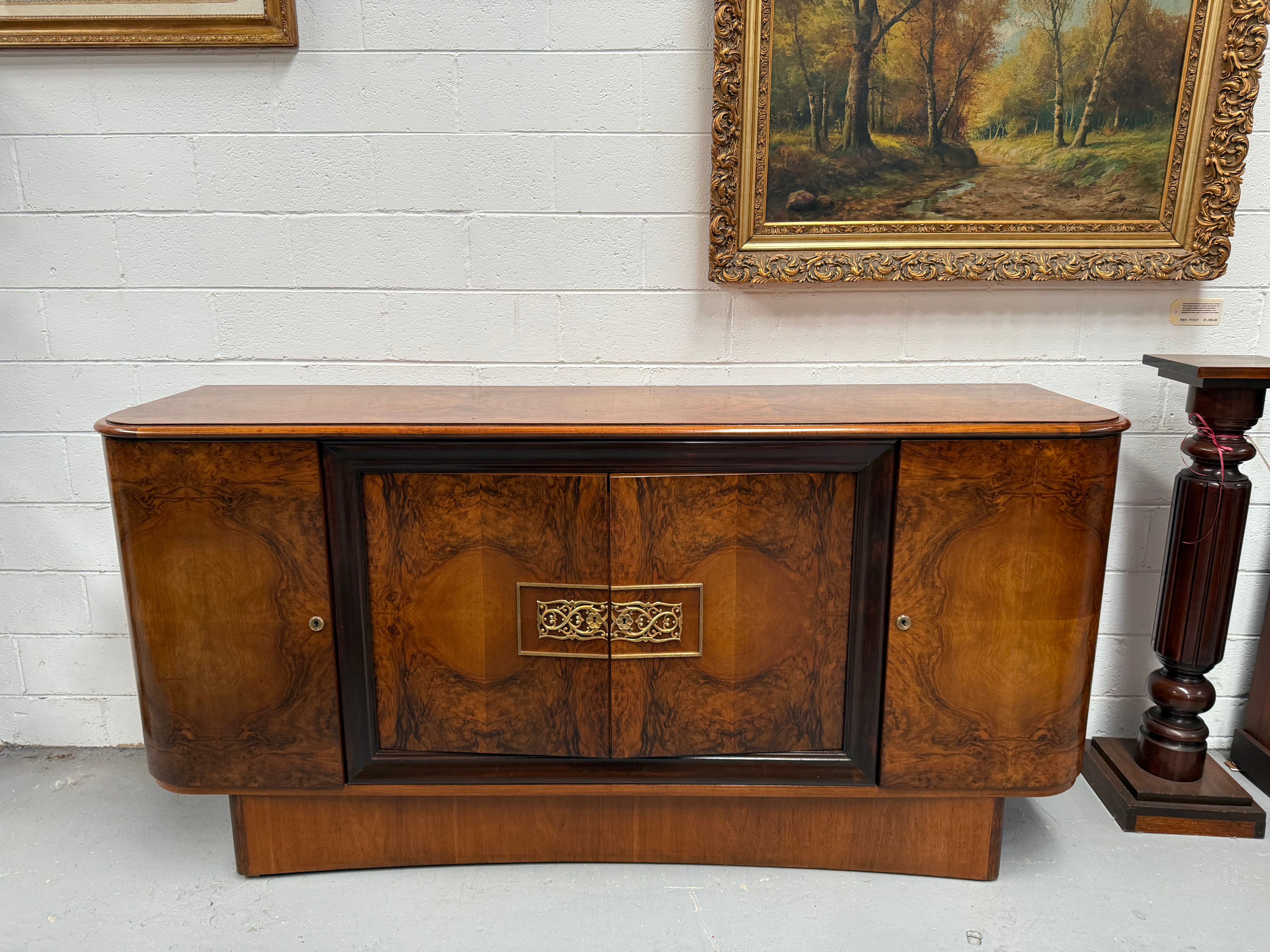 Stylish French Art Deco Burr Walnut Sideboard | Antique & Vintage | Moonee Ponds Antiques | Australia Wide Delivery