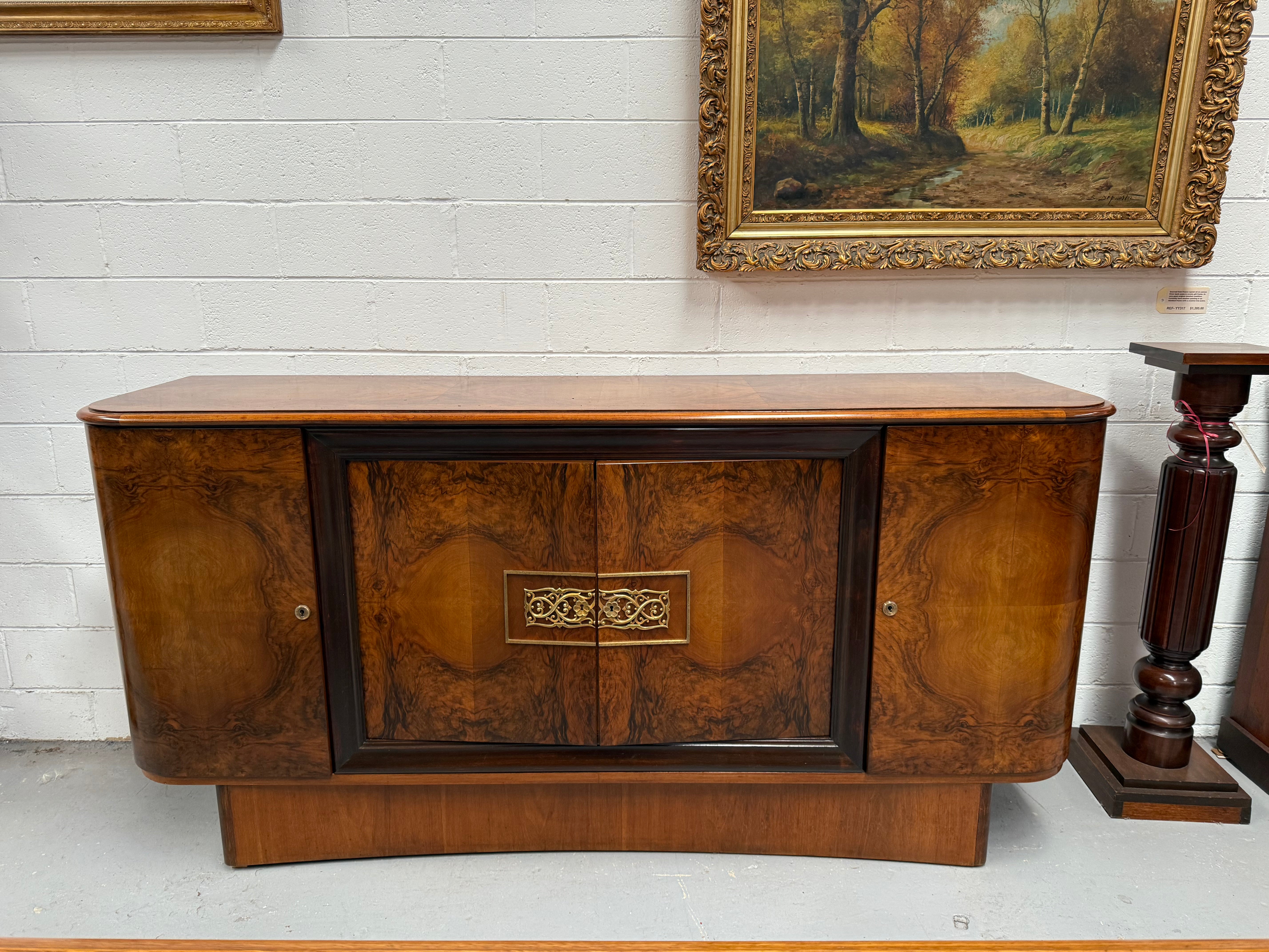 Stylish French Art Deco Burr Walnut Sideboard | Antique & Vintage | Moonee Ponds Antiques | Australia Wide Delivery