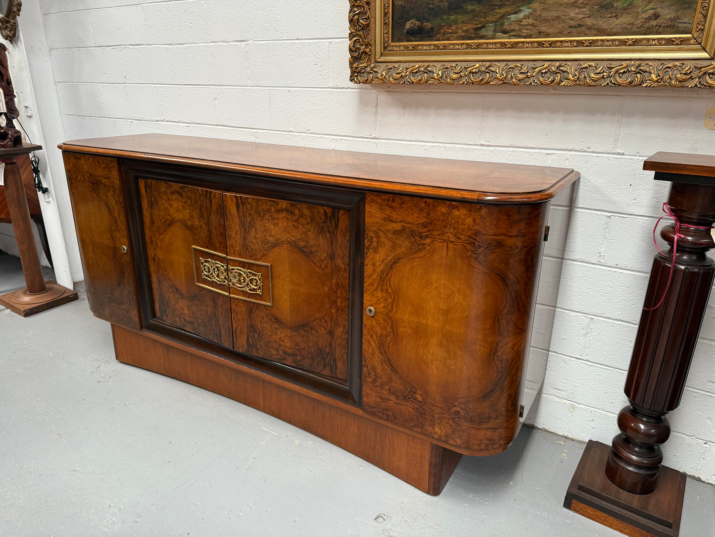 Stylish French Art Deco Burr Walnut Sideboard