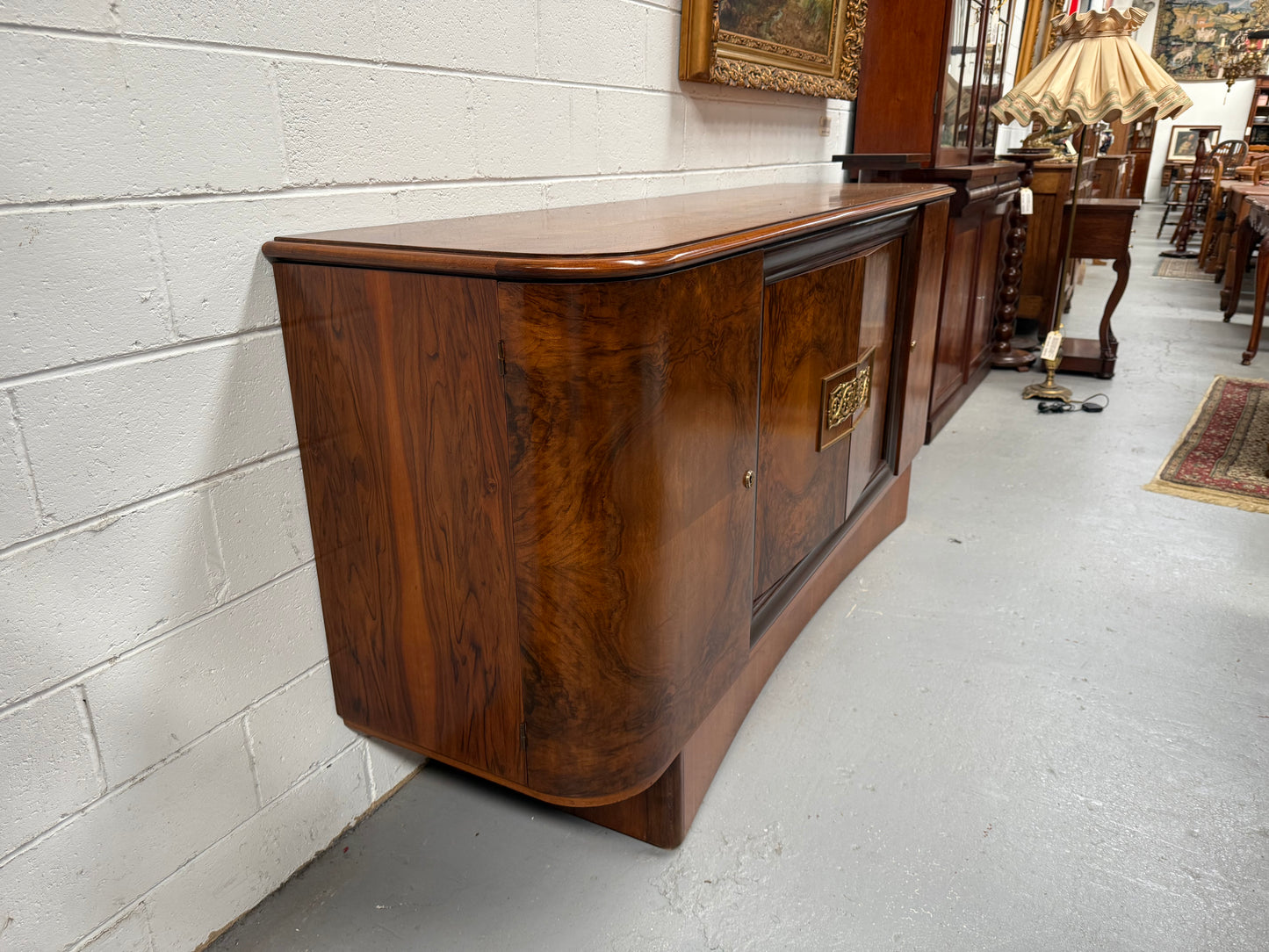 Stylish French Art Deco Burr Walnut Sideboard