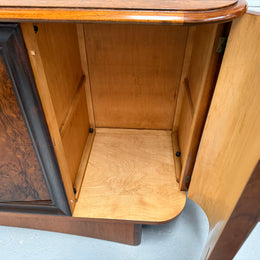 Stylish French Art Deco Burr Walnut Sideboard