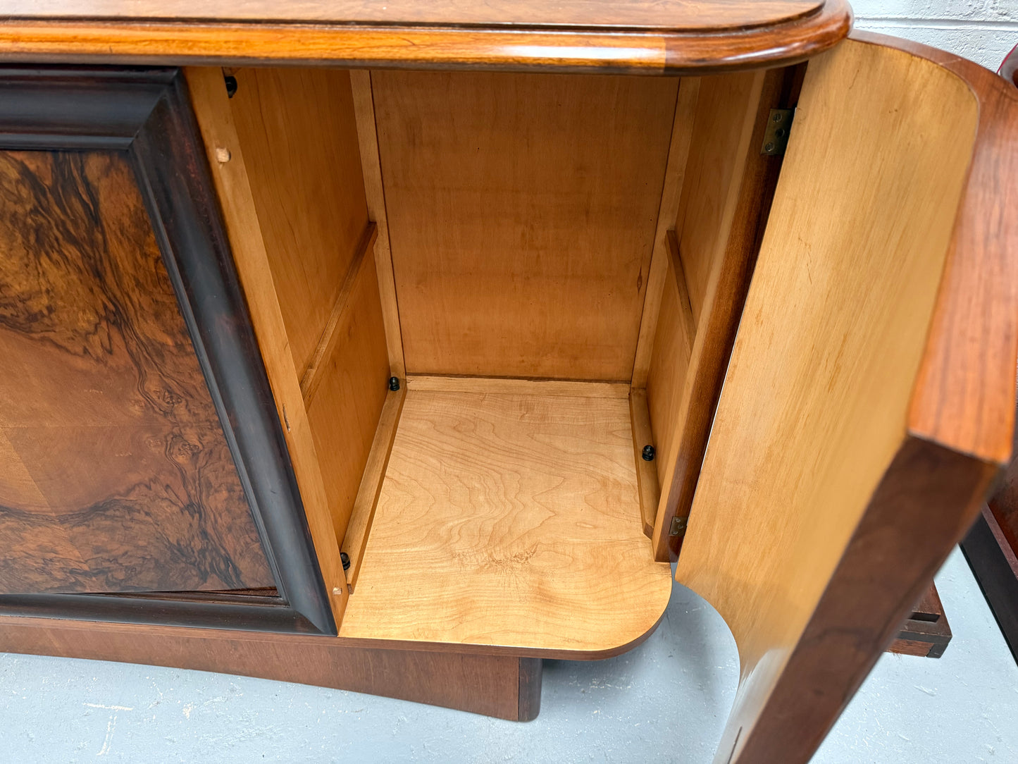 Stylish French Art Deco Burr Walnut Sideboard
