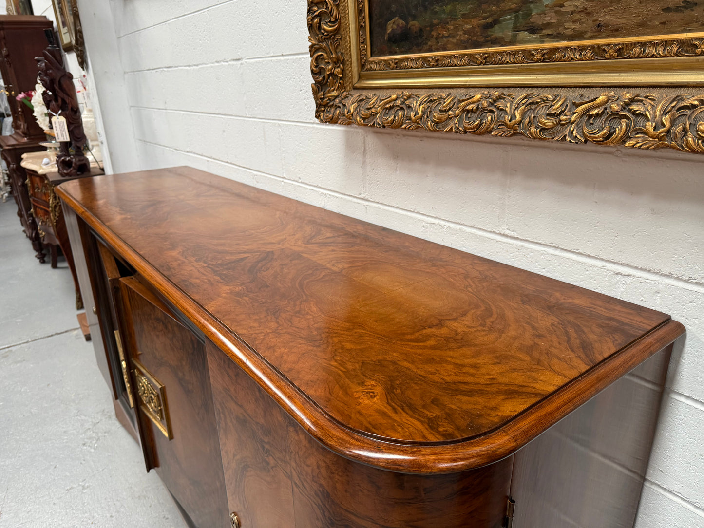 Stylish French Art Deco Burr Walnut Sideboard