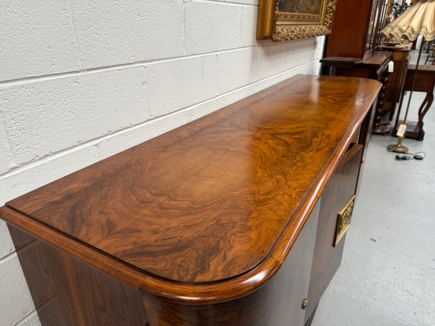 Stylish French Art Deco Burr Walnut Sideboard