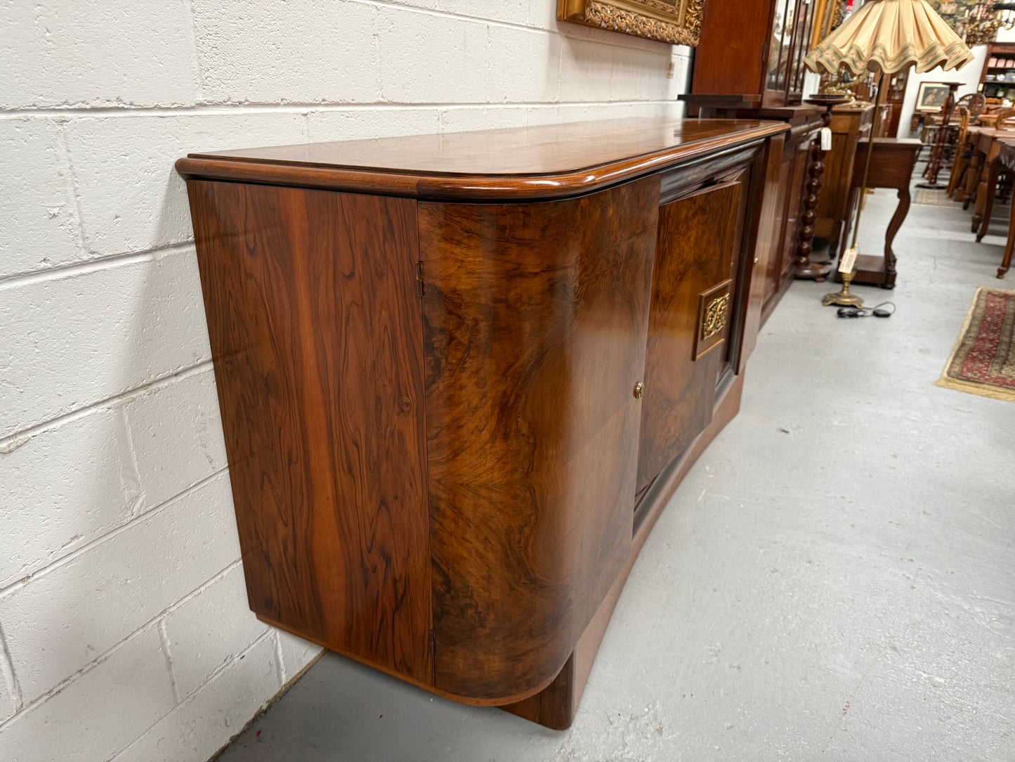 Stylish French Art Deco Burr Walnut Sideboard