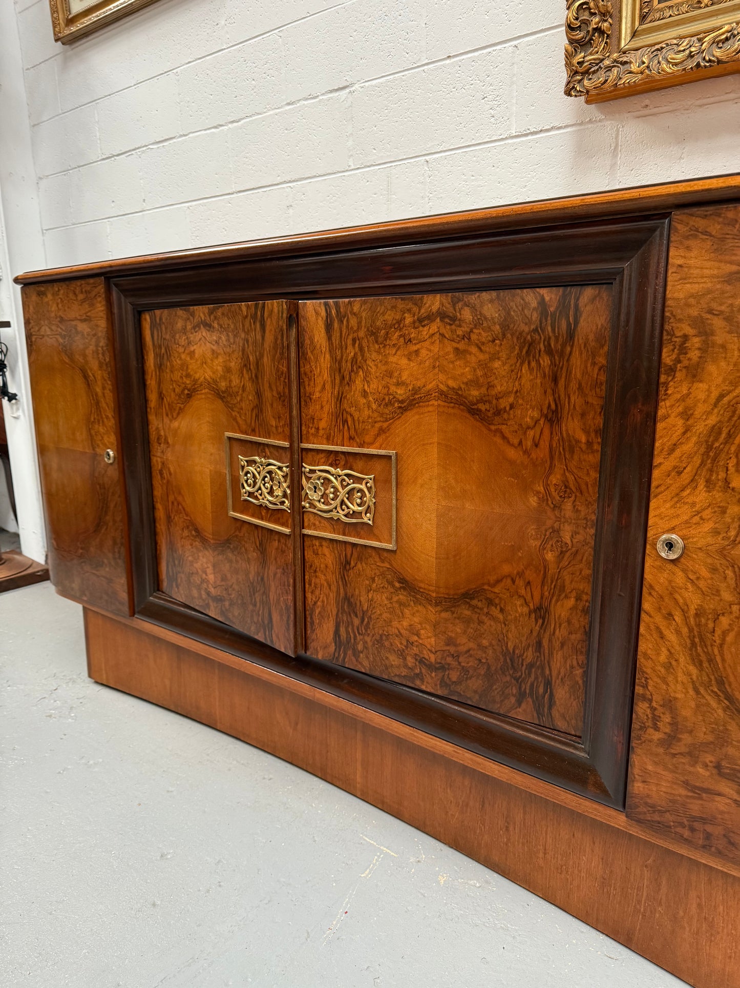 Stylish French Art Deco Burr Walnut Sideboard