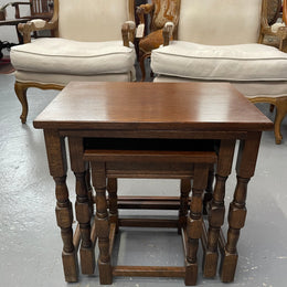Lovely Oak Nest of Three Tables