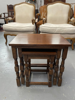 Lovely Oak Nest of Three Tables | Antique & Vintage | Moonee Ponds Antiques | Australia Wide Delivery