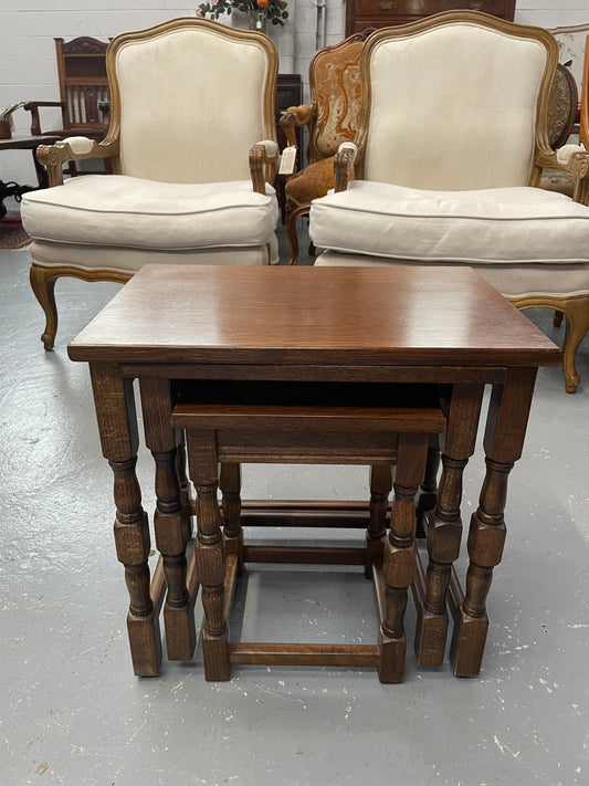 Lovely Oak Nest of Three Tables