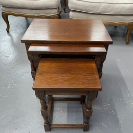Lovely Oak Nest of Three Tables