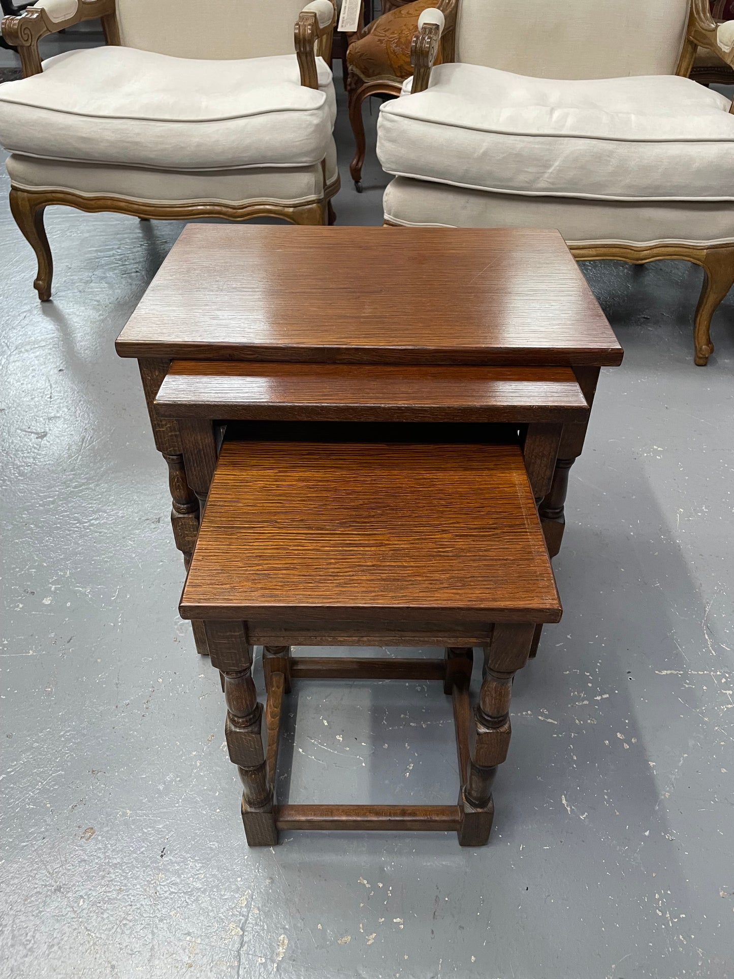 Lovely Oak Nest of Three Tables