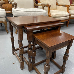 Lovely Oak Nest of Three Tables