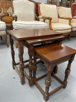 Lovely Oak Nest of Three Tables | Antique & Vintage | Moonee Ponds Antiques | Australia Wide Delivery