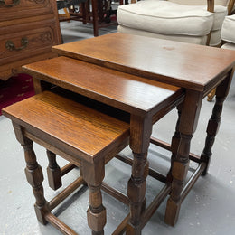 Lovely Oak Nest of Three Tables