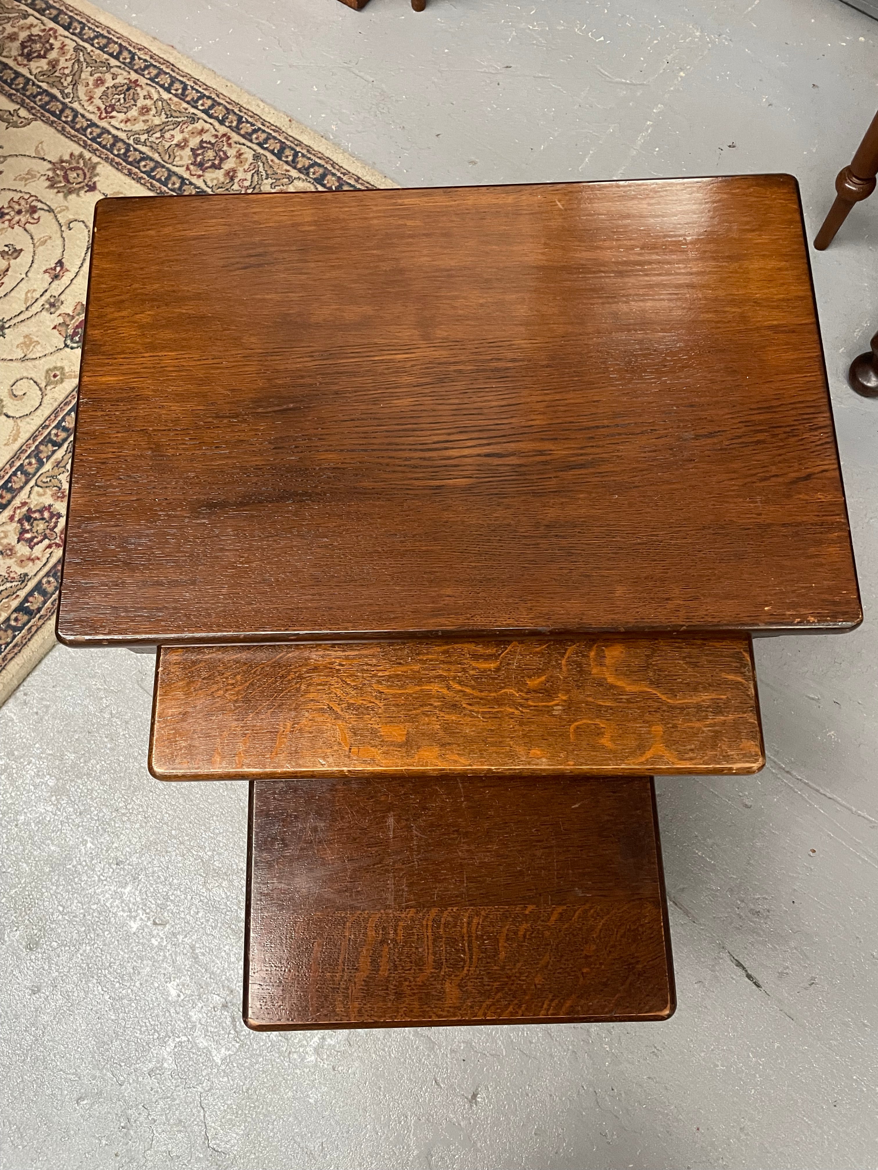 Lovely Oak Nest of Three Tables | Antique & Vintage | Moonee Ponds Antiques | Australia Wide Delivery