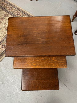 Lovely Oak Nest of Three Tables | Antique & Vintage | Moonee Ponds Antiques | Australia Wide Delivery