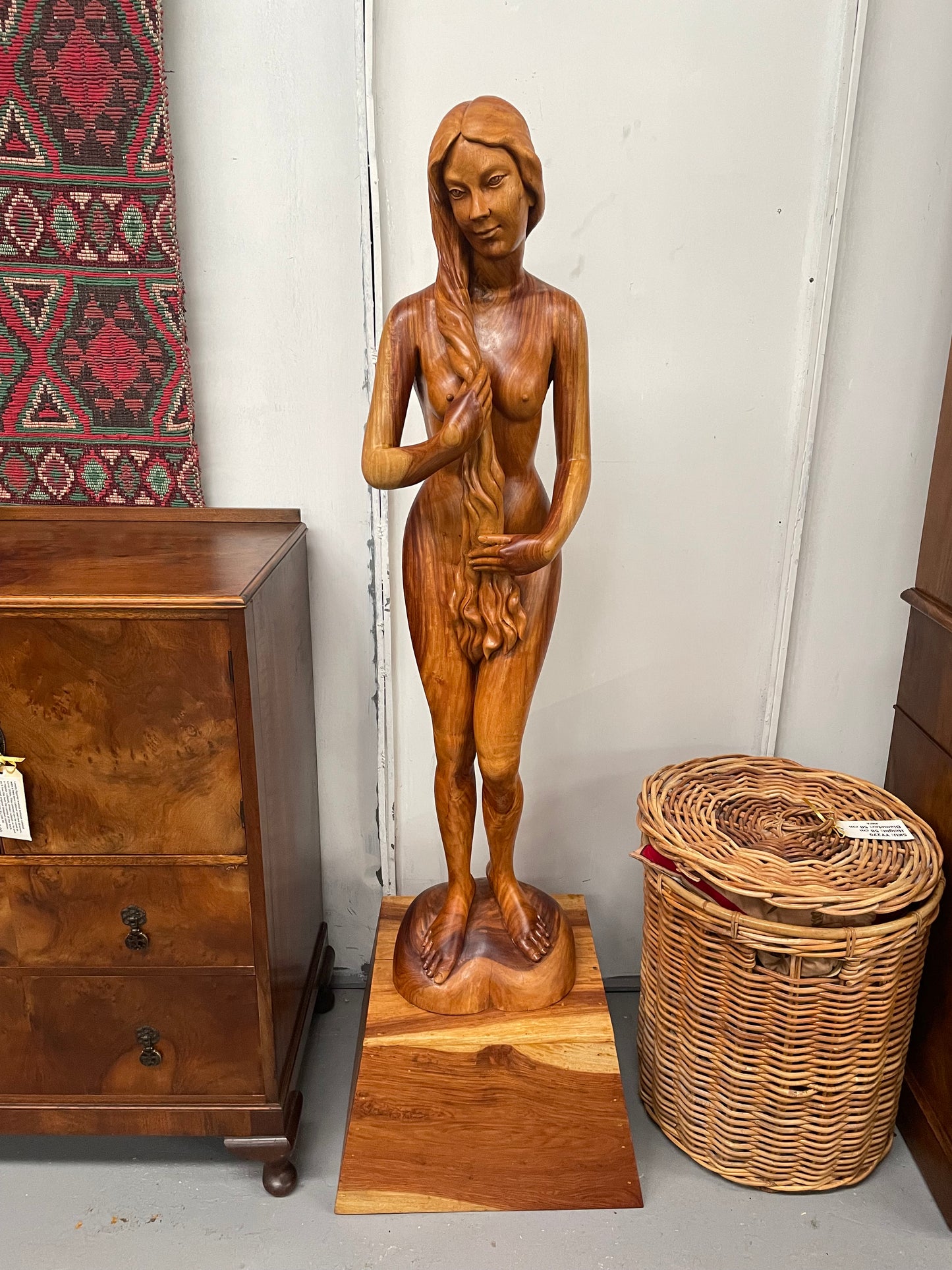 Vintage Wooden Female Sculpture