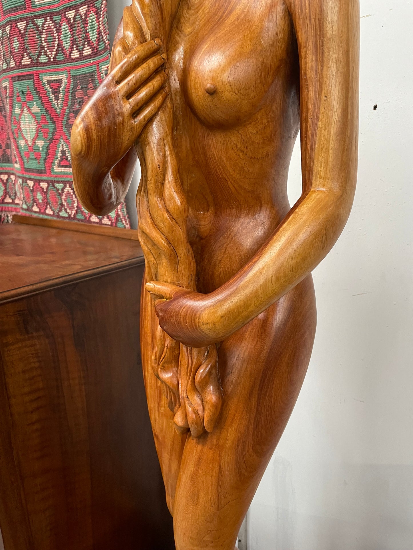 Vintage Wooden Female Sculpture