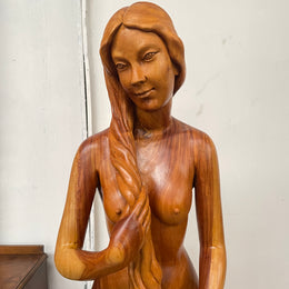 Vintage Wooden Female Sculpture