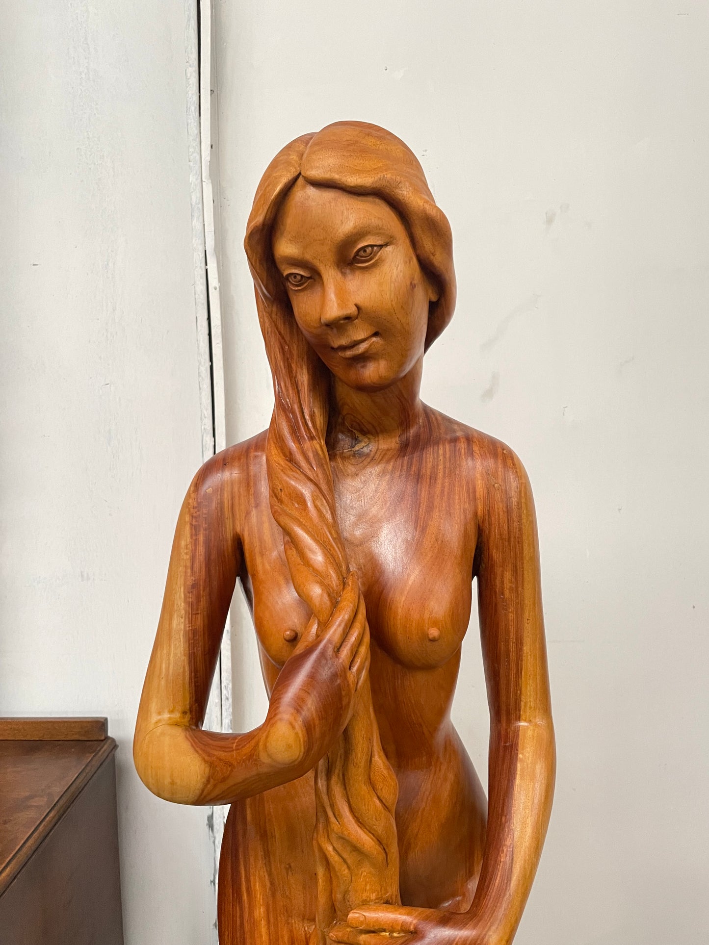 Vintage Wooden Female Sculpture