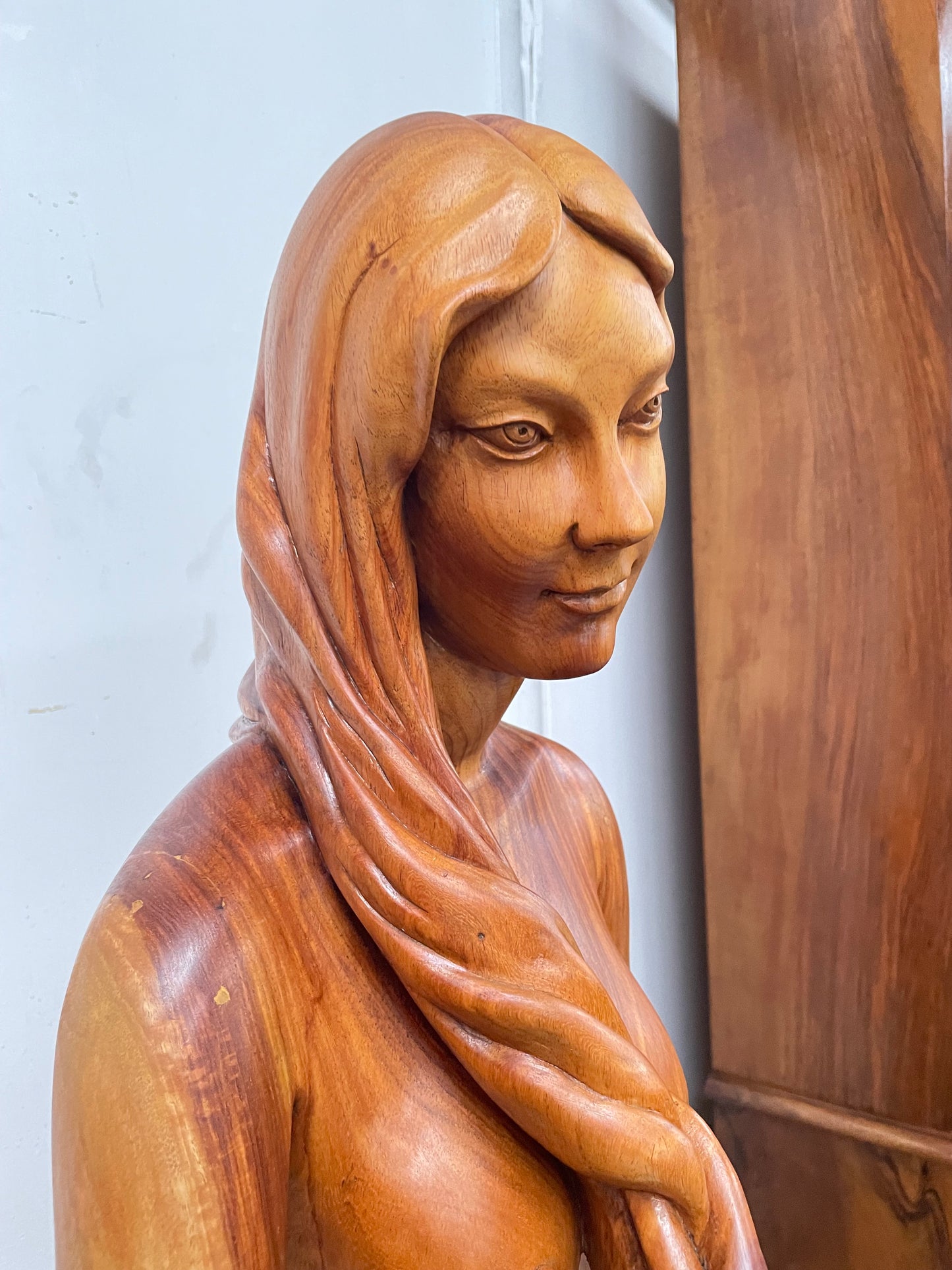 Vintage Wooden Female Sculpture