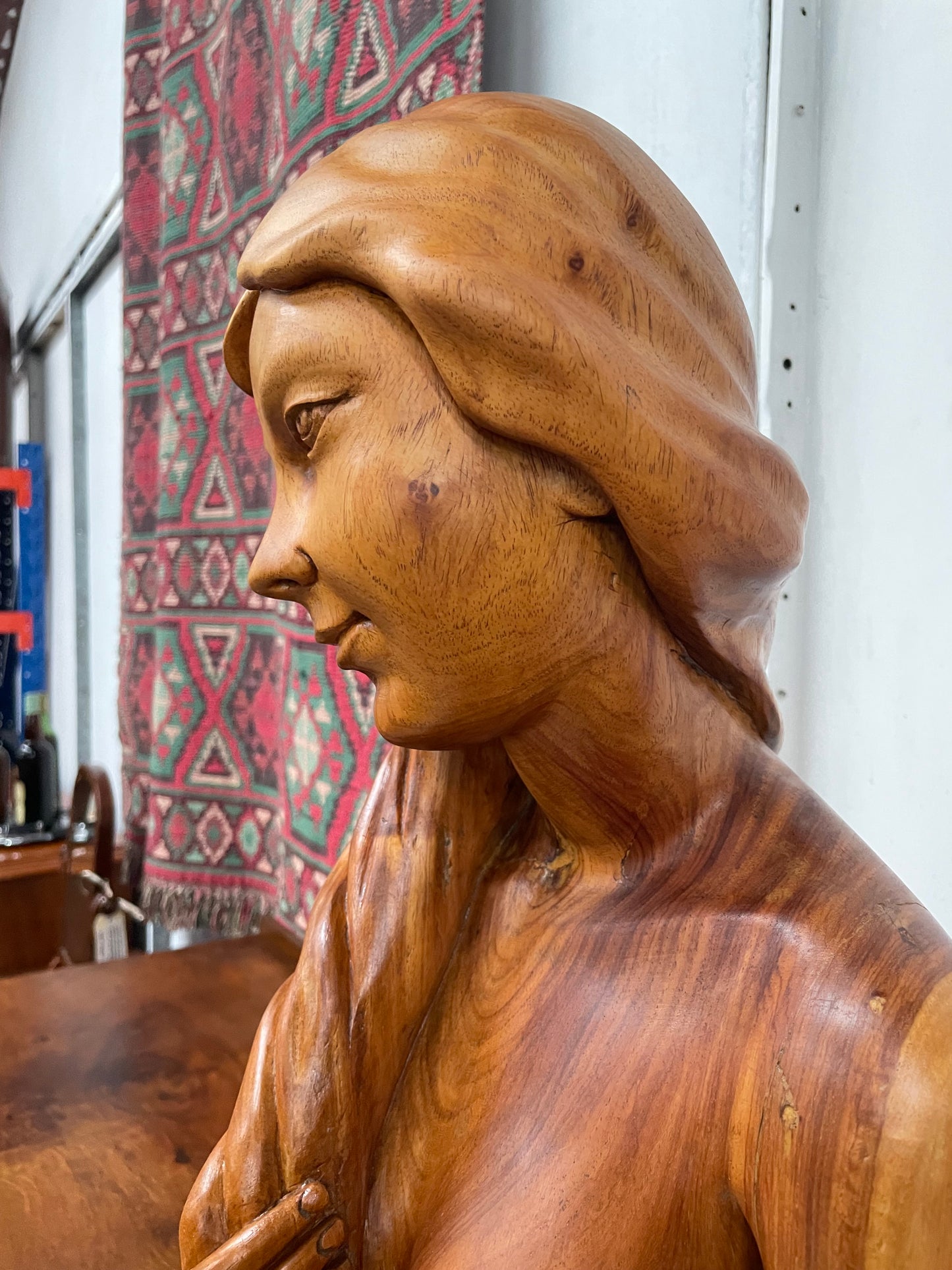 Vintage Wooden Female Sculpture