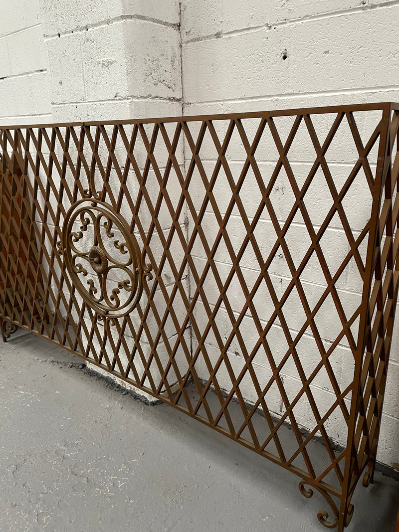 French wrought iron long and narrow "cache radiateur"/radiator cover. Originally used to cover radiators in France but could easily be turned into a stunning console table with the right timber or marble top. Sourced directly from France and in good original condition.