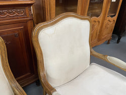 Pair Louis 15th Style Oak Framed Bergeres Chairs | Antique & Vintage | Moonee Ponds Antiques | Australia Wide Delivery