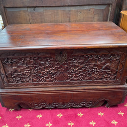 Beautifully Hand Carved Teak Blanket Box