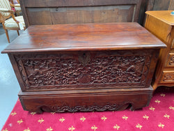 Beautifully Hand Carved Teak Blanket Box | Antique & Vintage | Moonee Ponds Antiques | Australia Wide Delivery