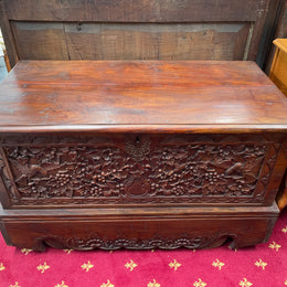 Beautifully Hand Carved Teak Blanket Box
