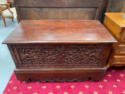 Beautifully Hand Carved Teak Blanket Box | Antique & Vintage | Moonee Ponds Antiques | Australia Wide Delivery