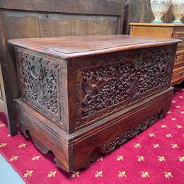 Beautifully Hand Carved Teak Blanket Box