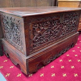 Beautifully Hand Carved Teak Blanket Box