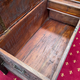 Beautifully Hand Carved Teak Blanket Box