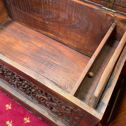 Beautifully Hand Carved Teak Blanket Box
