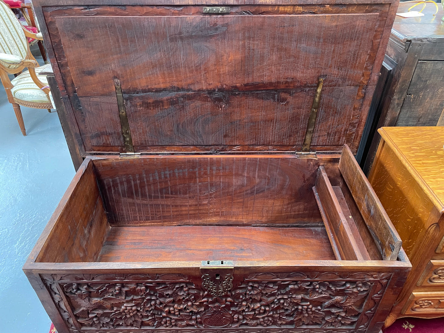 Beautifully Hand Carved Teak Blanket Box