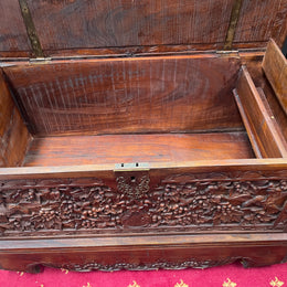 Beautifully Hand Carved Teak Blanket Box