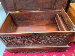 Beautifully Hand Carved Teak Blanket Box | Antique & Vintage | Moonee Ponds Antiques | Australia Wide Delivery
