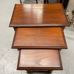 Solid Oak Nest of Three Tables