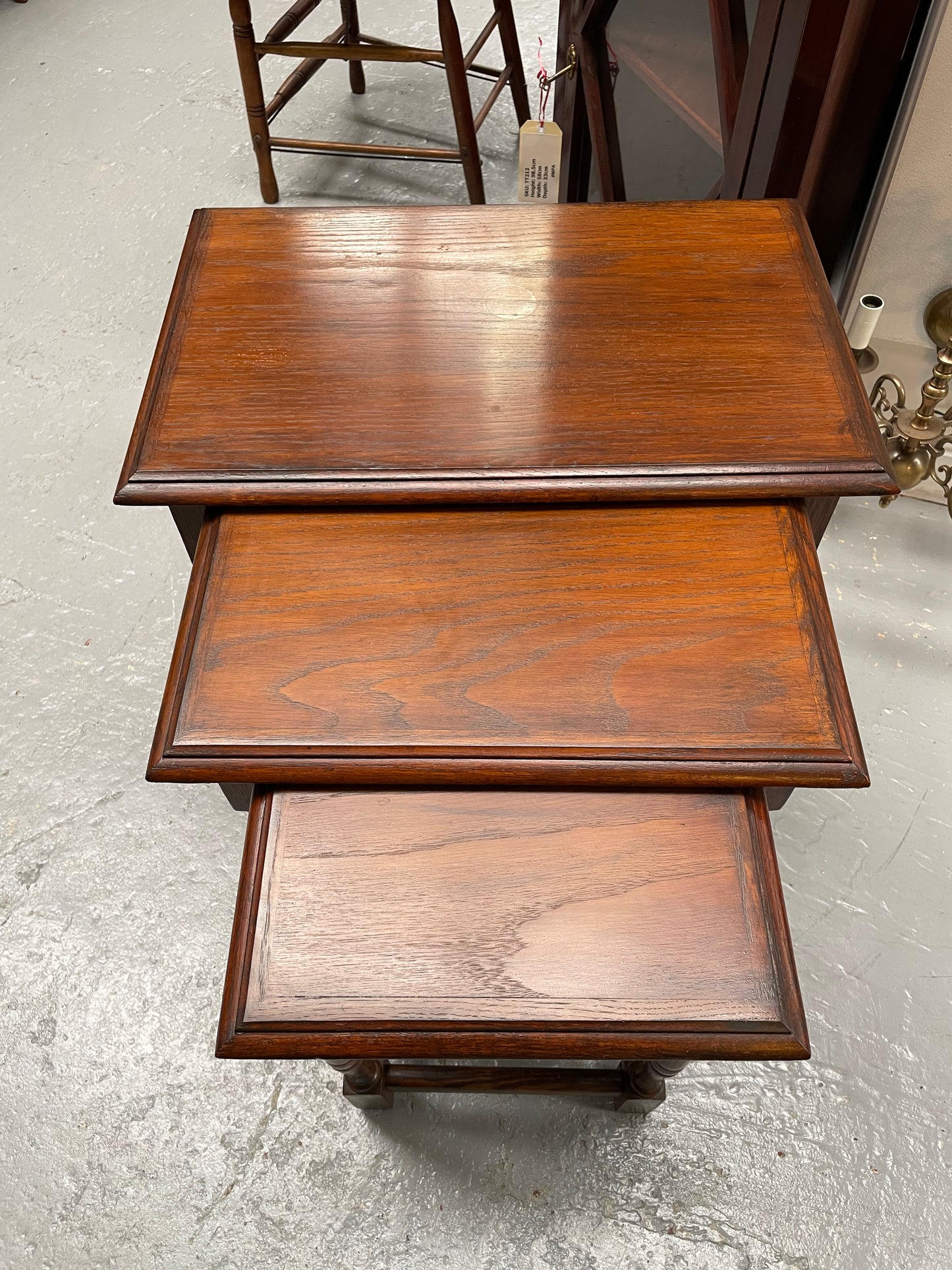 Solid Oak Nest of Three Tables