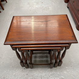 Solid Oak Nest of Three Tables