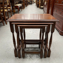 Solid Oak Nest of Three Tables
