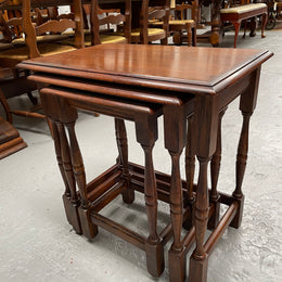 Solid Oak Nest of Three Tables